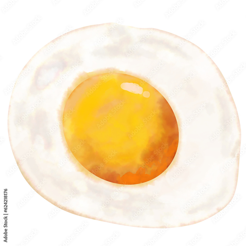 Cute Watercolor Fried Egg Illustration Cute Watercolor Fried Egg Illustration
