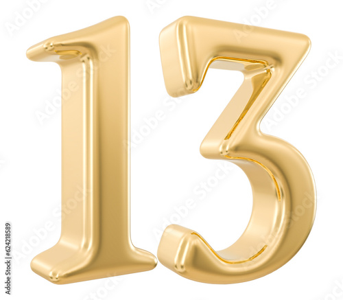 13 Number 3d Golden