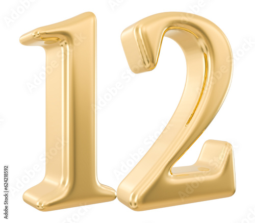 12 Number 3d Golden