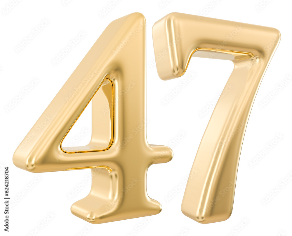 47 Number 3d Golden 47 Number 3d Golden