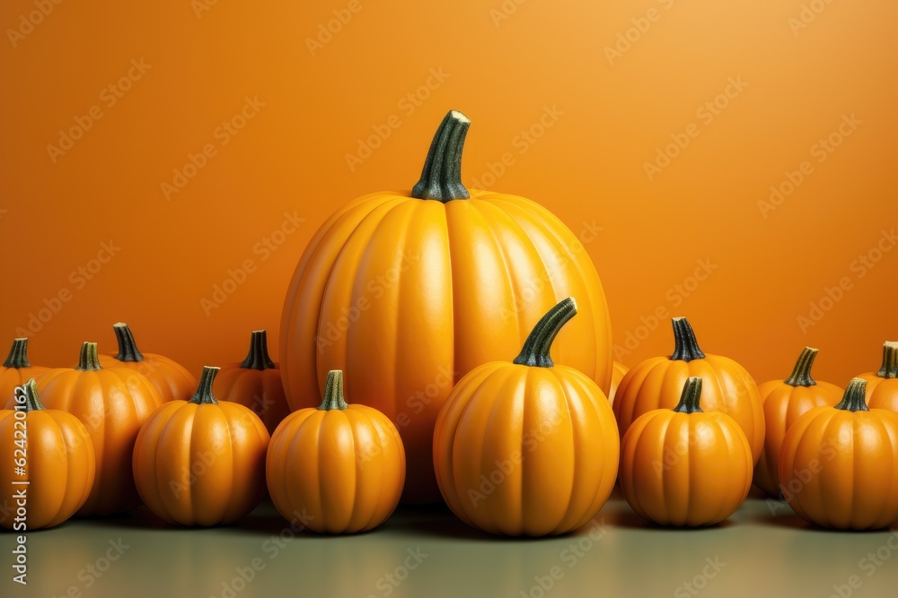 Orange pumpkin background with copy space. Generative AI Orange pumpkin background with copy space. Generative AI