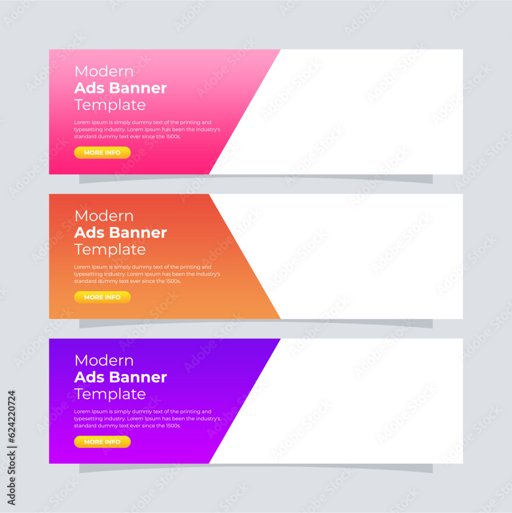 Fototapeta premium Banner template design. Entire colors gradient banner for the website. Modern ads banner.