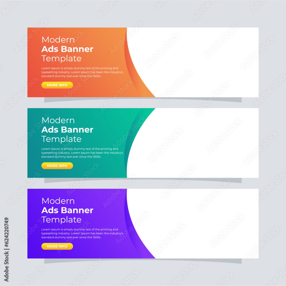 Banner template design. Entire colors gradient banner for the website. Modern ads banner.