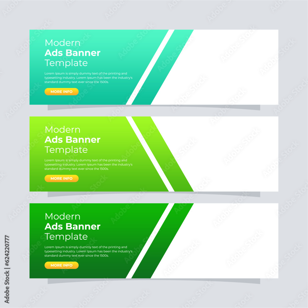 Fototapeta premium Banner template design. Entire colors gradient banner for the website. Modern ads banner.