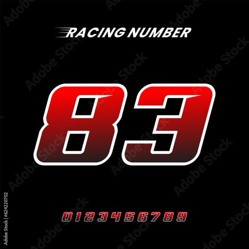 Racing Number 83 Design Vector Template