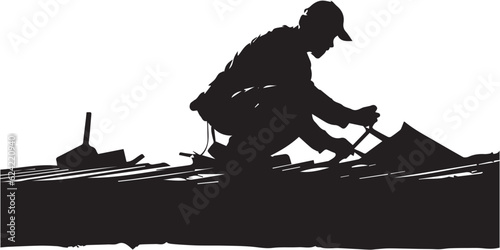 Construction industrial engineer silhouette vector 