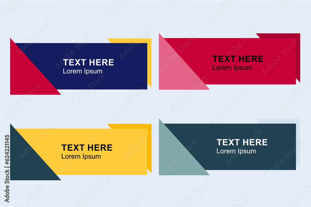 Modern abstract vector banner set. Flat geometric shapes of different colors and different style. Template for web or print design. Modern abstract vector banner set. Flat geometric shapes of different colors and different style. Template for web or print design.