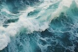Aerial View Of Waves In Ocean Splashing, Generative AI