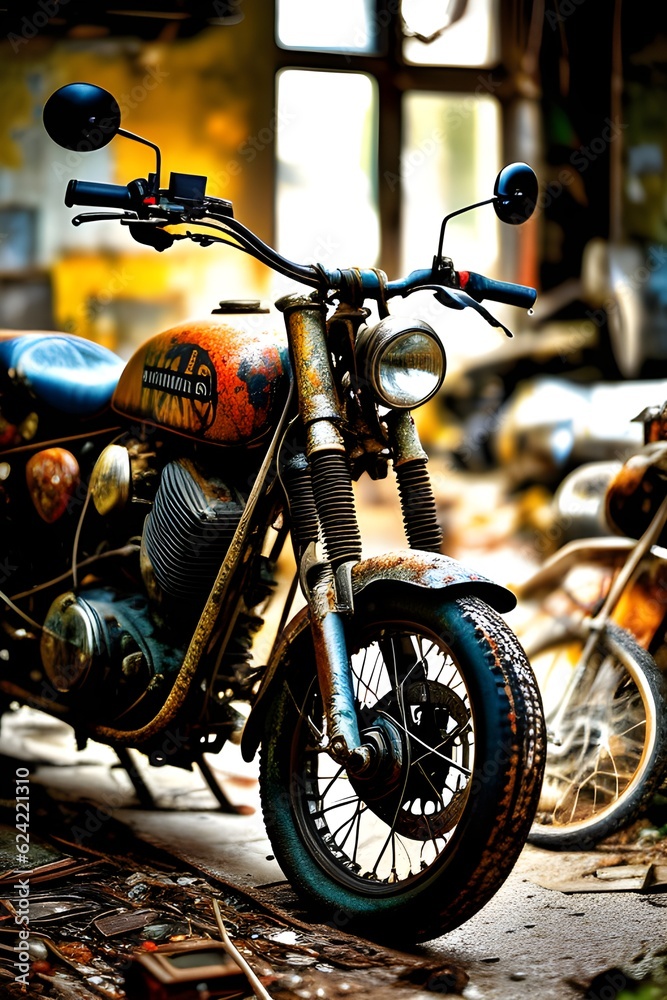 An old bike displaying indications of rust on some parts