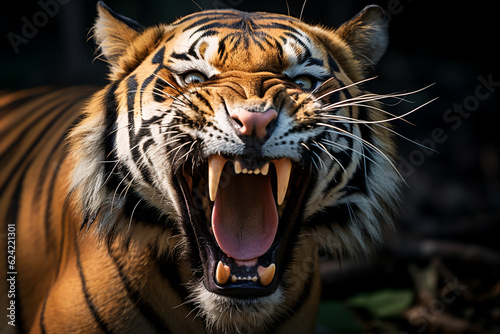 Powerful Wild Tiger Closeup The Fierce King of the Jungle in its Natural Habitat  Ai Generative