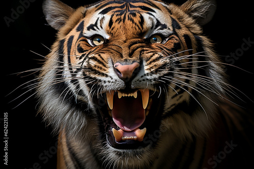 Powerful Wild Tiger Closeup The Fierce King of the Jungle in its Natural Habitat, Ai Generative © wannapong