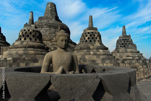 Borobudur Temple in Java Indonesia, Buddha Buddhism Ancient Religion Heritage Monument