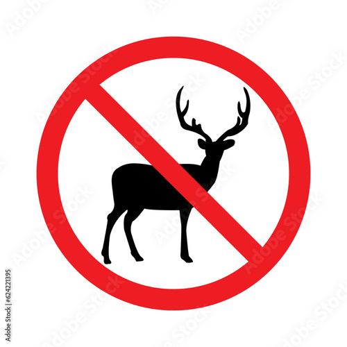 Sign of prohibited hunting on white background