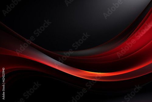 Bold abstract background with space for design, gradient. Contrast blacks and vivid reds, wave, copy space