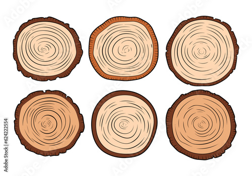 Set of vector tree stump isolated on white background