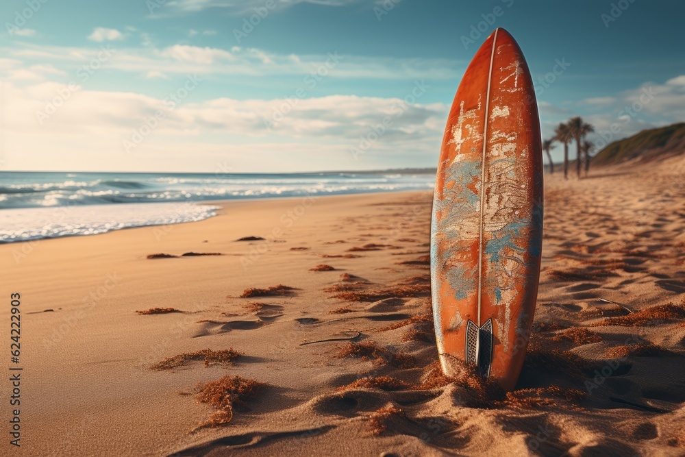 Surfboard On Beach, Generative AI