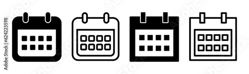 Calendar icon set illustration. Calender sign and symbol. Schedule icon symbol