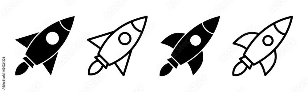 Rocket icon set illustration. Startup sign and symbol. rocket launcher icon