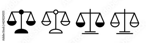 Scales icon set illustration. Law scale icon. Justice sign and symbol