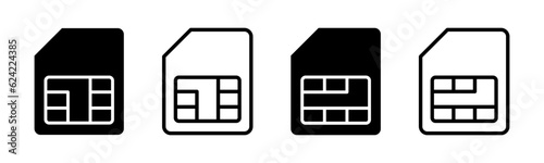 Sim card icon set illustration. dual sim card sign and symbol