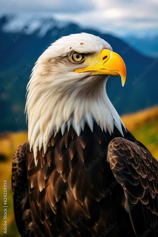 Obraz premium Bald Eagle, Wildlife Photography, Generative AI
