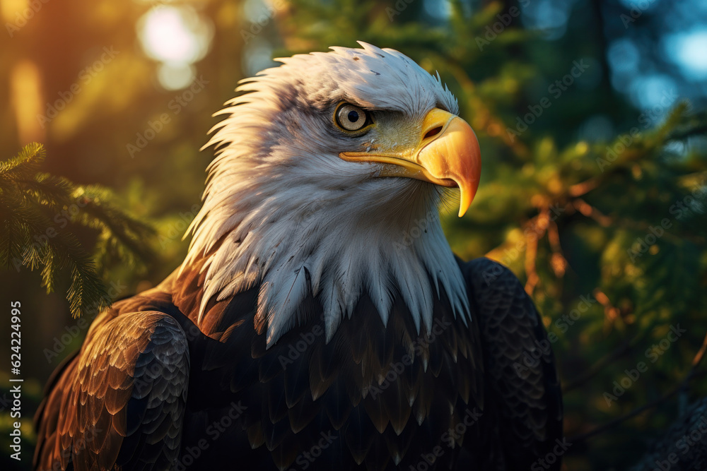 Fototapeta premium Bald Eagle, Wildlife Photography, Generative AI