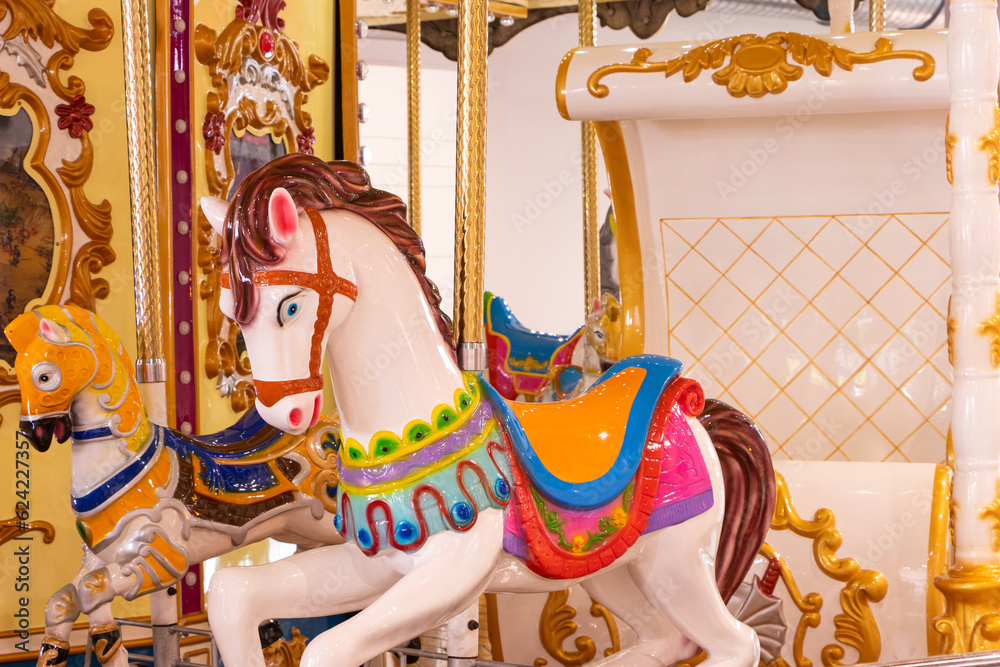 Graceful Elegance: Exquisite Detail of a White Carousel Horse