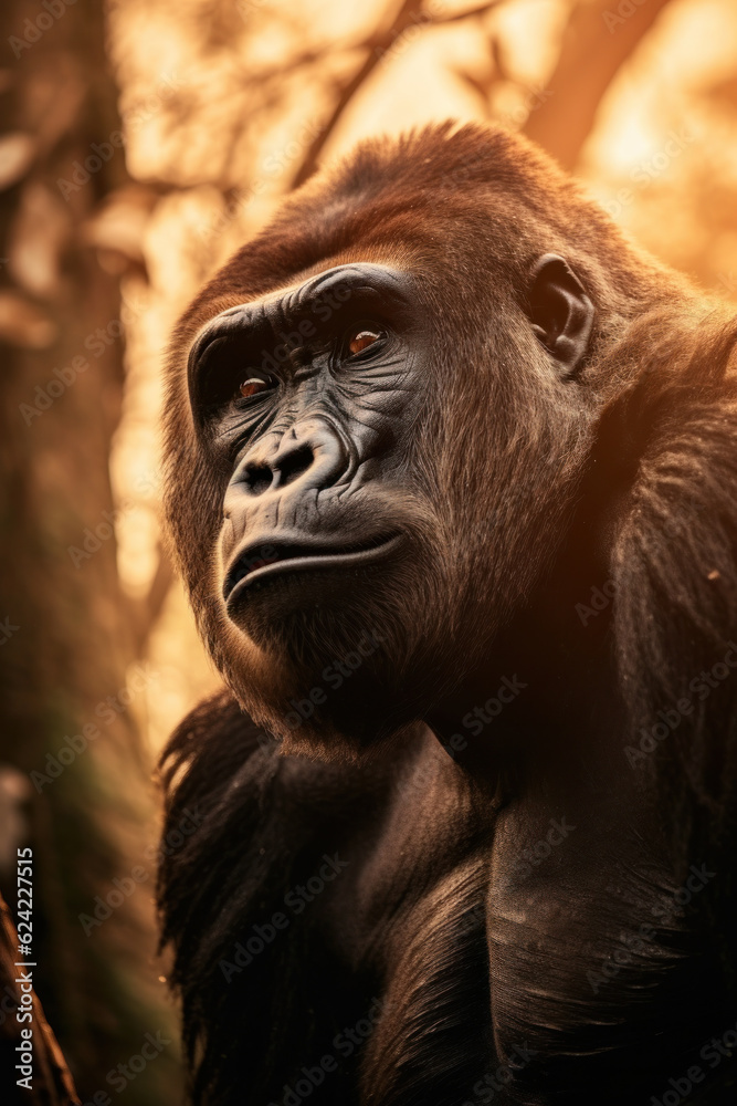 Obraz premium Gorilla, Wildlife Photography, Generative AI