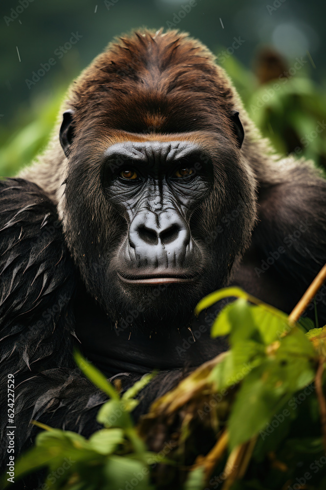 Fototapeta premium Gorilla, Wildlife Photography, Generative AI