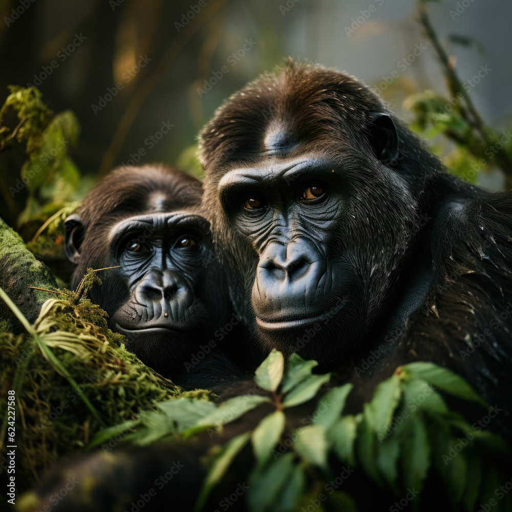 Obraz premium Gorilla, Wildlife Photography, Generative AI