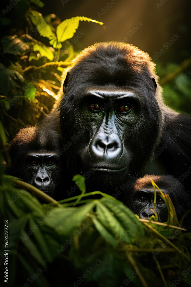 Fototapeta premium Gorilla, Wildlife Photography, Generative AI