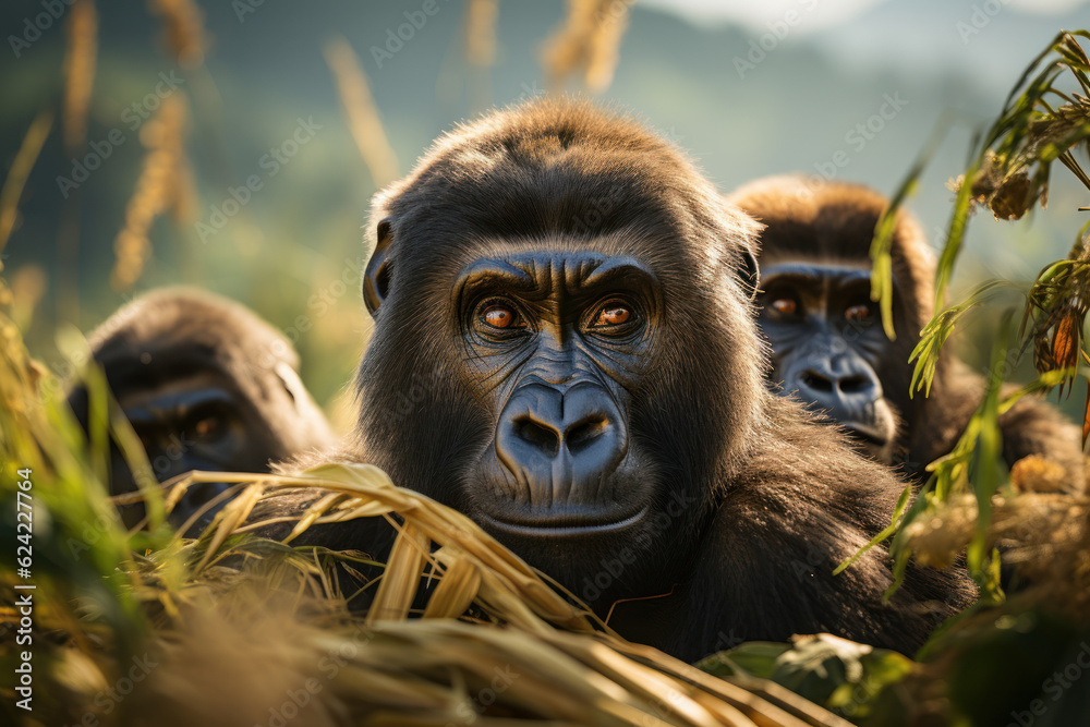 Obraz premium Gorilla, Wildlife Photography, Generative AI