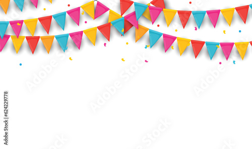 Celebration carnival. Party background with flags. Luxury greeting card. Vector illustration