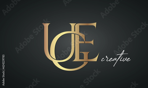 luxury letters UGE golden logo icon premium monogram, creative royal logo design	
 photo