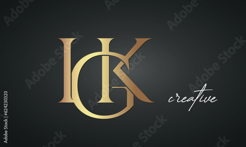 luxury letters IGK golden logo icon premium monogram, creative royal logo design	
