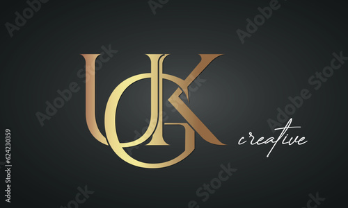 luxury letters UGK golden logo icon premium monogram, creative royal logo design	
 photo