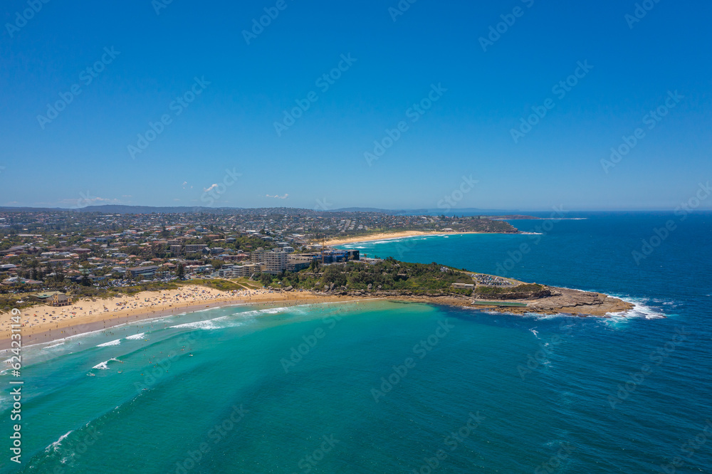 Aerial view over Northern Beaches Sydney