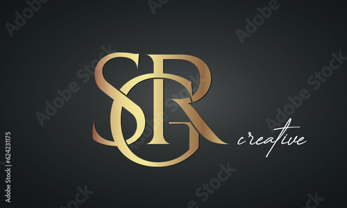 luxury letters SGR golden logo icon premium monogram, creative royal logo design	
