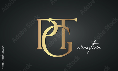 luxury letters PGT golden logo icon premium monogram, creative royal logo design	
 photo