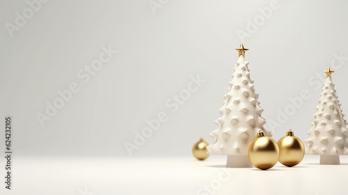 Merry Christmas and Happy New Year Background  Xmas Tree Decoration Ornaments. Generative Ai
