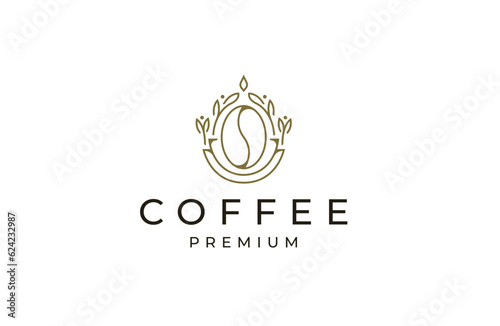 Nature coffee minimalist line style logo icon design template flat vector
