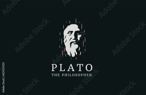 Ancient greek plato the philosopher head logo icon design template flat vector