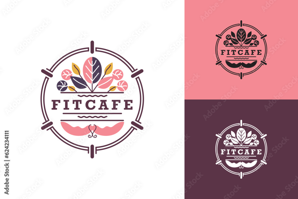 Organic Cafe Logo for Cafeteria: Nature Vector Organic Cafe Logo for Cafeteria: Nature Vector