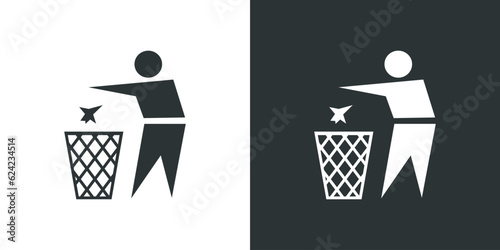 Trash can icon, throw trash in its place
