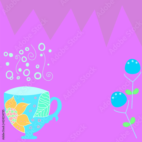 teacup and small bud background template for poster, cards, banners and stationary items.