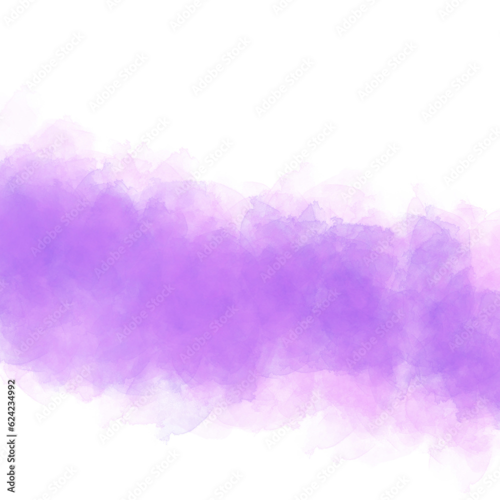 Purple and violet smoke watercolor abstract isolated on transparent background