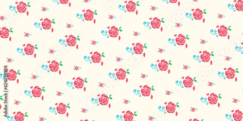 Seamless pattern with rose in vintage style illustration