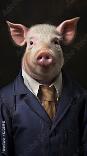 A wise pig dressed as a professor, ready to "educate" with wisdom. Generative AI