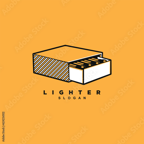 Wooden match box logo design isolated on yellow background