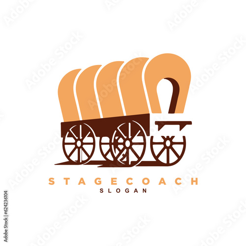 Vintage retro stagecoach logo design. Western transport logo vector